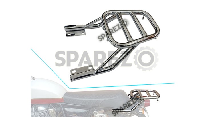 Royal Enfield GT and Interceptor 650 Rear Luggage Rack Carrier Chrome Finish - SPAREZO